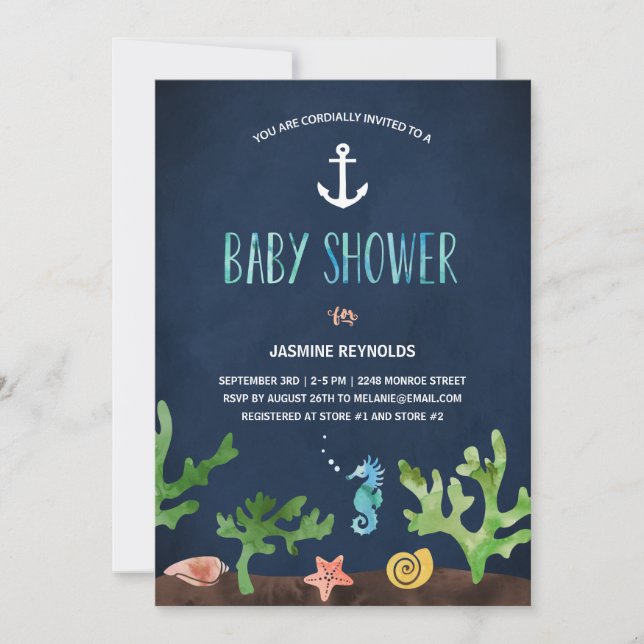 Invitation Sous la mer| Baby shower nautique (Devant)