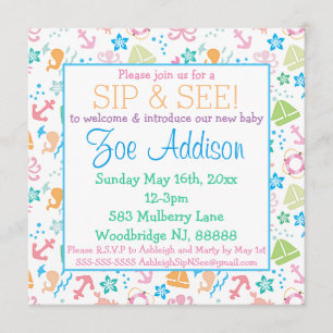 Invitation Sous la mer Baby Sip et voir