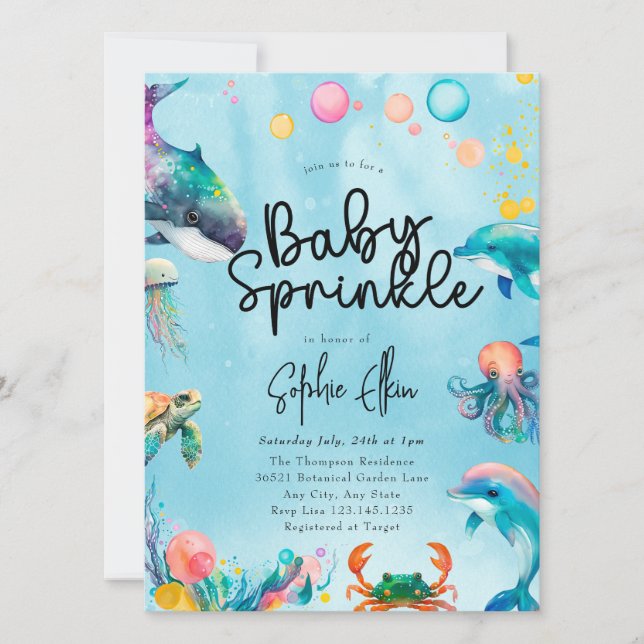 Invitation Sous la mer | Baby Sprinkle (Devant)