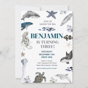 Invitation Sous la mer Baleine Sea Life fête d'anniversaire
