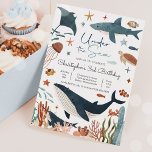 Invitation Sous la mer Baleine Shark Turtle Vie marine Annive<br><div class="desc">Sous la mer Baleine Shark Turtle Sea Life Birthday Invitation Tous les modèles sont © PIXEL PERFECTION PARTY LTD</div>