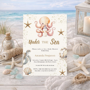 Invitation Sous la mer Fête de bébé fille animaux Baby Shower