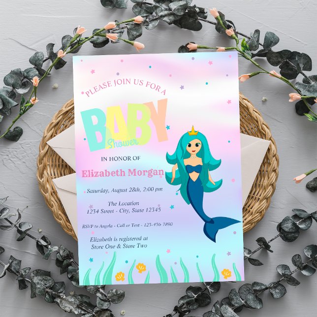 Invitation Sous la mer, le Baby shower holographique de Merma (Créateur téléchargé)