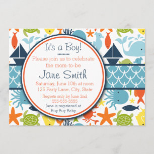 Invitation Sous la mer, le Baby shower nautique