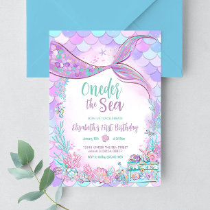 Invitation Sous la mer Little Mermaid Premier 1er Anniversair