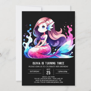 Invitation Sous la mer Majestic Sirène Anniversaire