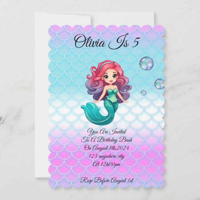 INVITATION SOUS LA MER MERMAID L'INVITATION D'ANNIVERSAIRE (Devant)
