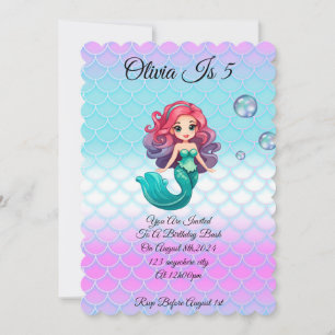 INVITATION SOUS LA MER MERMAID L'INVITATION D'ANNIVERSAIRE