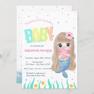 Invitation Sous la mer, Mermaid Seashell Star Baby shower