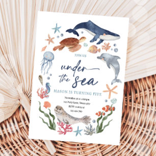 Invitation Sous la mer Nautique Océan Animaux Garçon Annivers