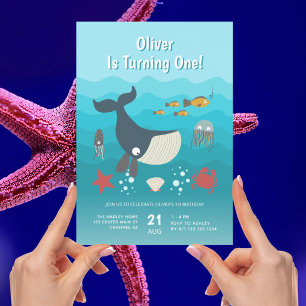 Invitation Sous la mer Océan Animaux 1er Anniversaire