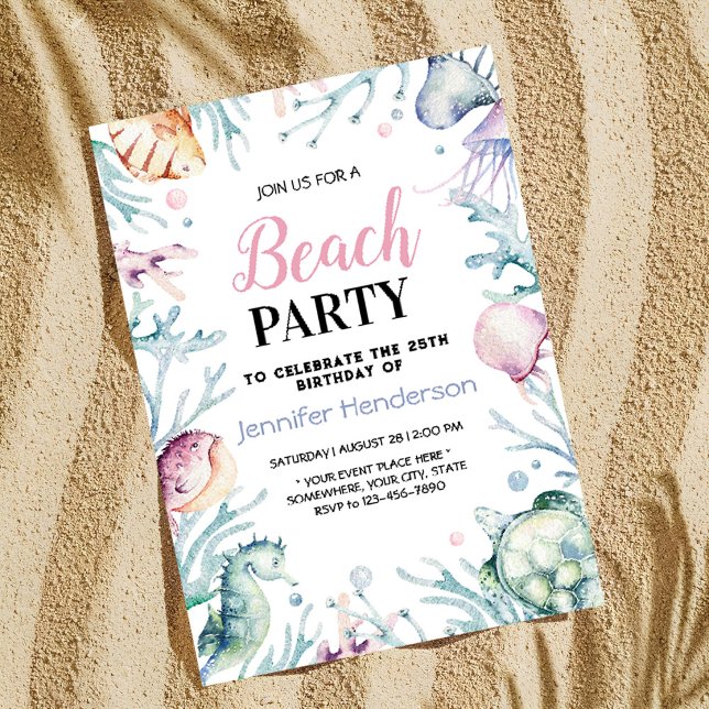 Invitation Sous la mer Océan Animaux Anniversaire (Créateur téléchargé)