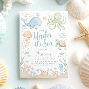Invitation Sous la mer Ocean Boy Anniversaire
