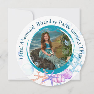 Invitation Sous la mer Petite Sirène 3e anniversaire