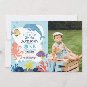 Invitation Sous la mer Photo Dolphin Octopus ONE 1er