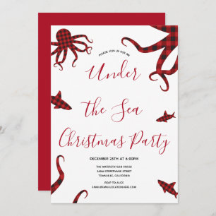 Invitation Sous la mer Rouge Plaid Animaux fête de Noël