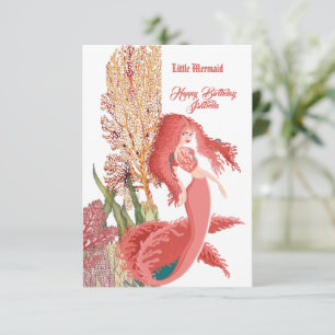 Invitation Sous la mer Rouge Sirène Corail Salutation d'anniv