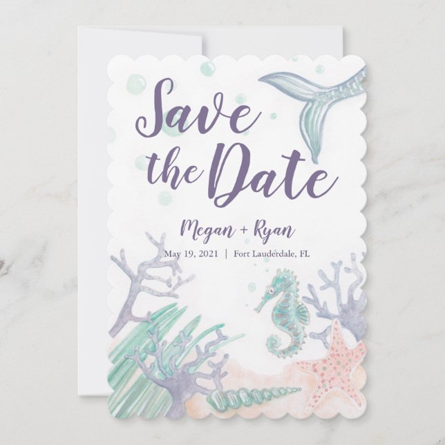 Invitation Sous la mer Sauvez les dates (Devant)