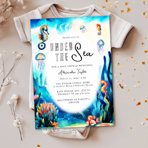Invitation Sous la mer Seahorse Cute Ocean Baby shower