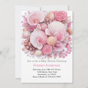Invitation Sous la mer Shell Celebration Girl Baby shower