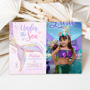 Invitation Sous la mer Sirène 3e fête d'anniversaire Photo