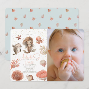 Invitation Sous la mer Sirène Mer 1er Anniversaire Photo