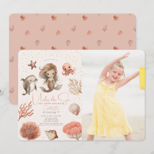 Invitation Sous la mer Sirène Mer rose Anniversaire Photo