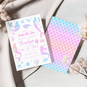 Invitation Sous la mer Sirène Silhouette Anniversaire fille