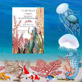 Invitation Sous la mer Sirène Tropical Coral Reef Anniversair