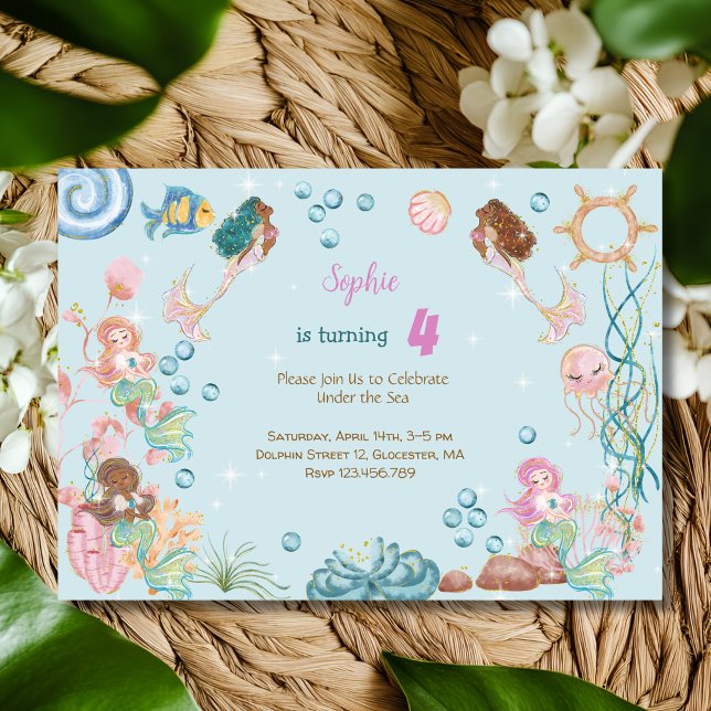 Invitation Sous la mer Sirènes anniversaire de enfant (Créateur téléchargé)