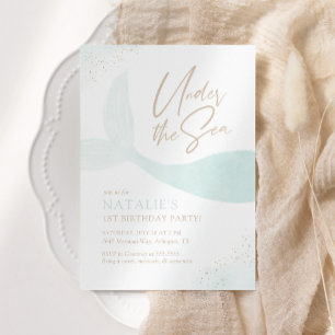 Invitation Sous la mer Turquoise Sirène fille Anniversaire