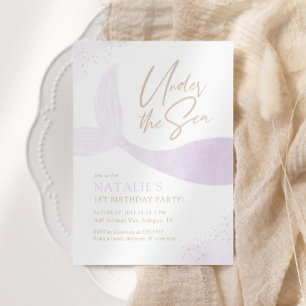 Invitation Sous la mer violet sirène fille fête d'anniversair