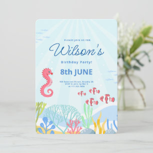 Invitation Sous la Sea Party, Ocean Animals Anniversaire