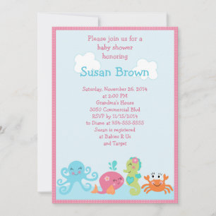 Invitation Sous la vie marine/Invitation Baby shower de fille