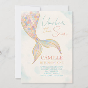Invitation Sous la voile de sirène de mer fête d'anniversaire
