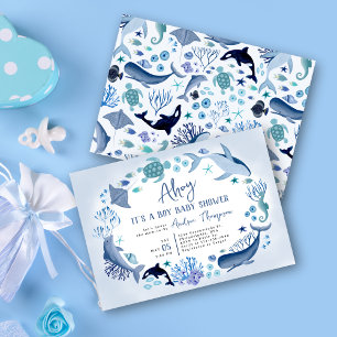 Invitation Sous l'Ahoy bleu mer C'est un Baby shower garçon