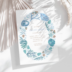 Invitation Sous l'aquarelle de la mer Anniversaire neutre