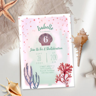 Invitation Sous l'aquarelle de la mer Confetti Coral Annivers