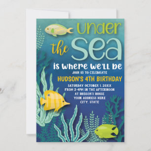 Invitation Sous l'aquarelle de la mer Ocean fête d'anniversai
