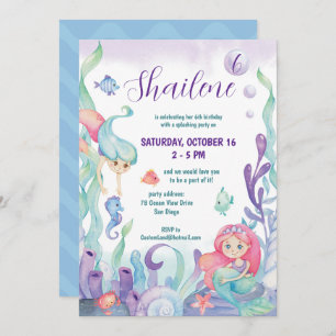 Invitation Sous L'Aquarelle De Mer Fête Anniversaire En