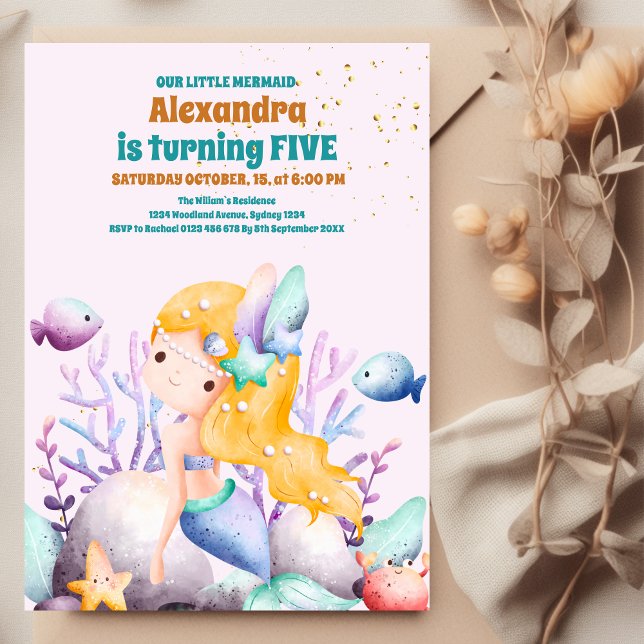 Invitation Sous l'aquarelle marine Fête d'anniversaire de la  (Créateur téléchargé)