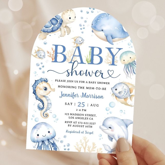 Invitation Sous l'arch océan bleu Baby Shower (Créateur téléchargé)