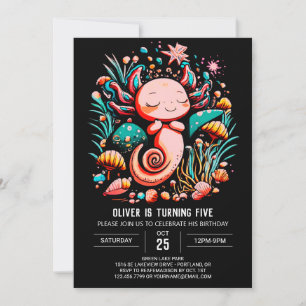 Invitation Sous l'Axolotl de la mer Imprimable Anniversaire