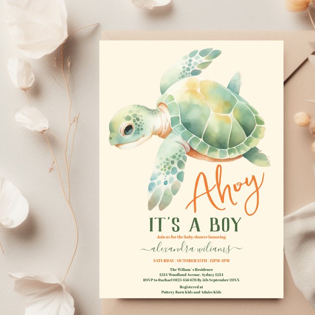 Invitation Sous le Baby shower d'animaux de l'océan marin (Créateur téléchargé)