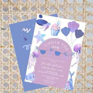 Invitation Sous le Baby shower d'animaux marins