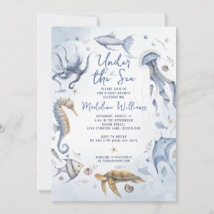 Invitation Sous le Baby shower d'aquarelle de mer