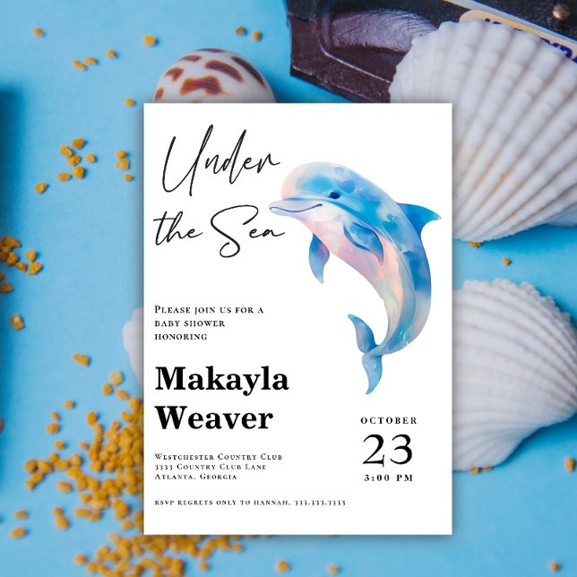 Invitation Sous le Baby shower d'aquarelle de mer (Créateur téléchargé)