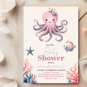 Invitation Sous le Baby shower d'aquarelle de mer