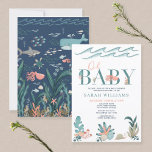 Invitation Sous le Baby shower d'aquarelle Turquoise de la me<br><div class="desc">Créez l'invitation de baby shower sans distinction de genre avec ce design moderne sur le thème de la mer, avec une baleine peinte à la main, des coraux et des animaux de l'océan décorant le mot "bébé". L'arrière de la carte présente une illustration sous la mer. Copyright Invitations élégants, tous...</div>