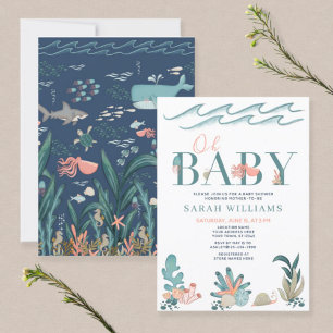 Invitation Sous le Baby shower d'aquarelle Turquoise de la me
